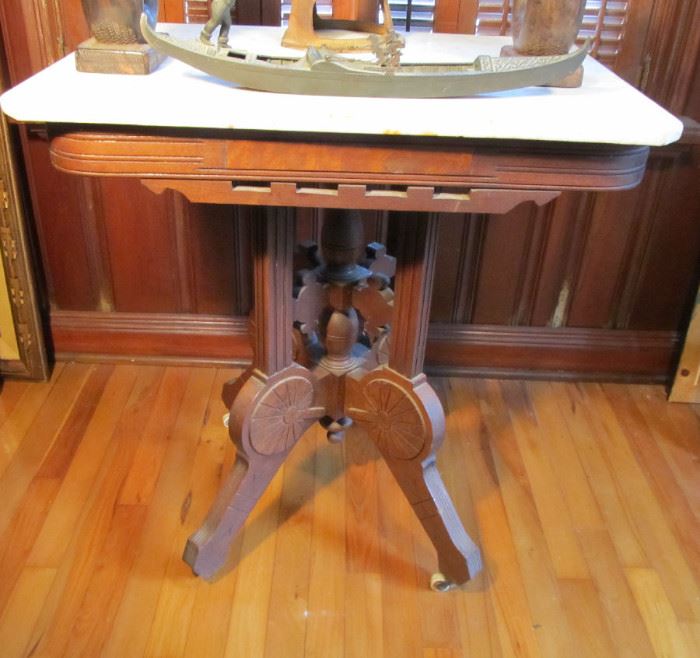 American Renaissance Revival walnut marble-top parlor table