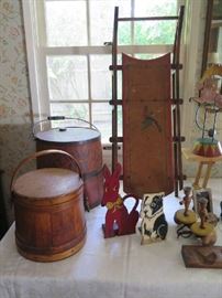 Stenciled sled.  Firkins.  Toy!!
