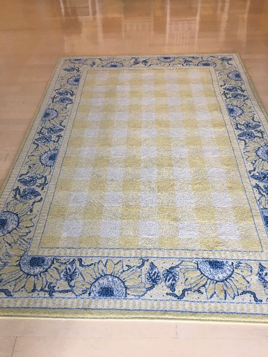 blue and yellow rug