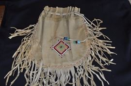 Hide bag tobacco pouch Native American Plains style c. 1960s