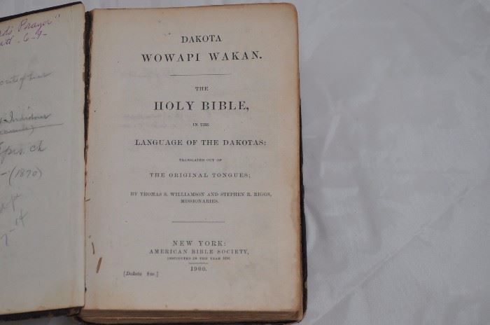 Native American 1900 holy bible Dakota Wowapi Wakan