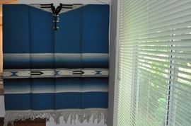 Mexican c. 60s-70s NOS vintage wool Saltillo poncho/serape with fringe excellent condition