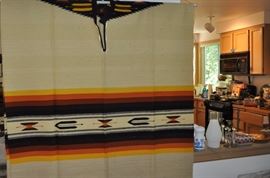 Mexican c. 60s-70s NOS vintage wool Saltillo poncho/serape with fringe excellent condition