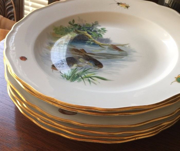 Meissen fish plates, set of six