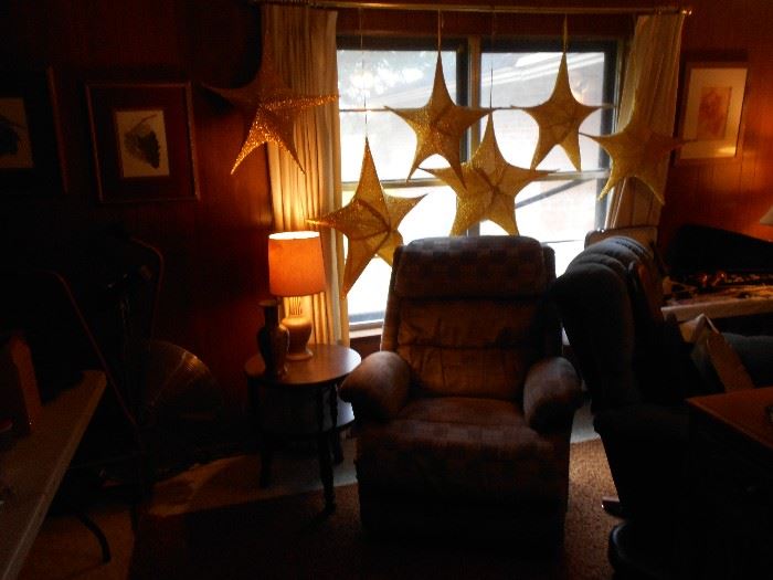 recliners and christmas decorations