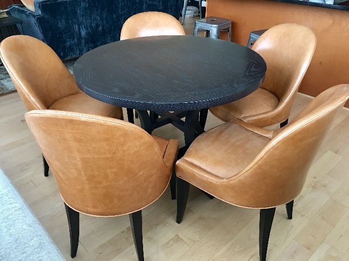 (8) Leather Chairs and Gerard Wood Dining Table