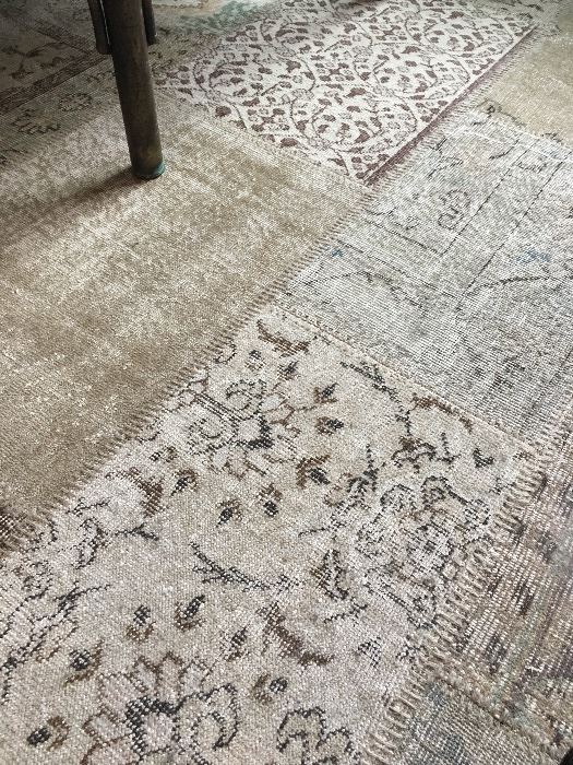Detail of large patchwork rug.