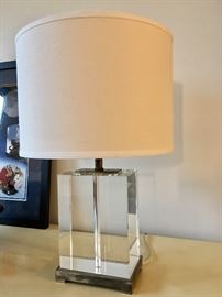 Pair of Visual Comfort Crystal Bedside Table Lamps (one missing shade)