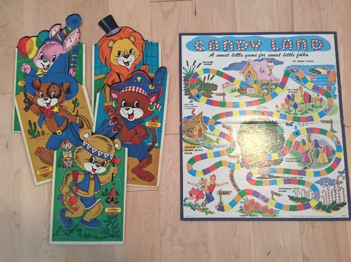 Candy Land board & vintage children's puzzles