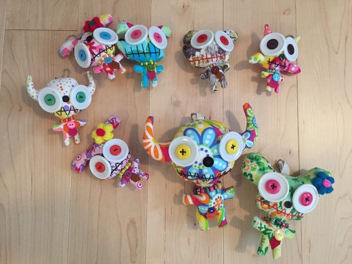 Adorable 'ugly' fabric dolls/fobs/keychains