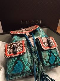 Gucci Bamboo Python backpack from cruise 2015 collection. NIB, with shopping bag.
