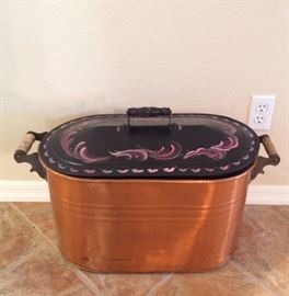 Copper Tub w/ Tole Painted Lid