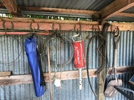 wire, pipes, yard tools