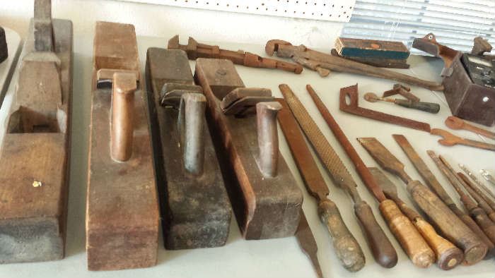 A few of the planes and other vintage wood working tools