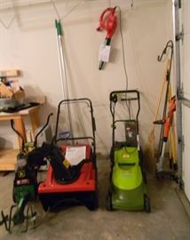 Yard tools, Toro snowblower, Electric Mower, John Deere Tiller