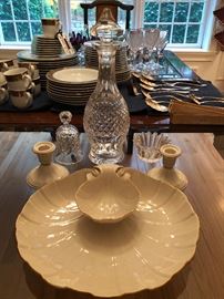 Lenox shrimp dish and matching candlesticks