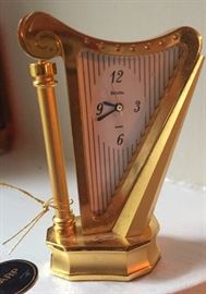 Miniature Bulova Harp Clock