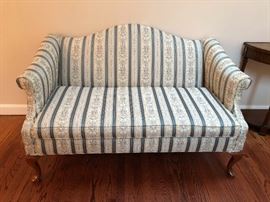 Vintage Striped Silk Camel Back Sofa