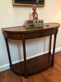 Demi lune/console table with lower shelf