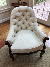 Off white, tufted back, vintage arm chair