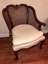 Vintage Cane Back Chairs (2) with upholstered seats