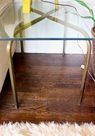Mid-Century Gold and Glass Side Table 