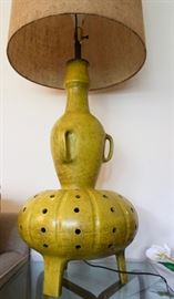 Large Mid-Century Yellow Ceramic Lamp 