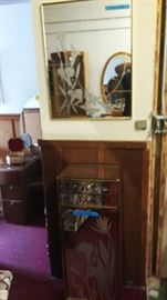 Jewelry cabinet and mirror
