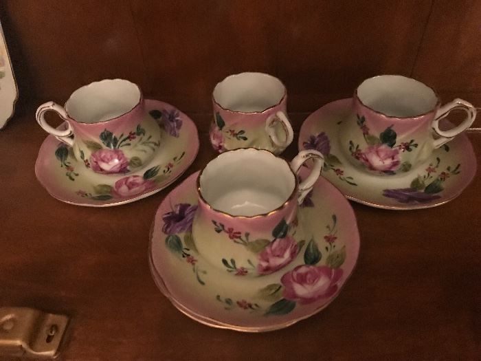 hand painted teacups and saucers