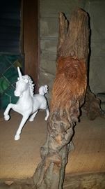Unicorn, carved Gnome