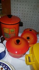 MCM Colorful pots and pans 
Le Creuset 