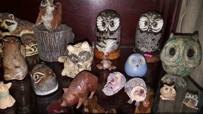 Pigeon Forge pottery owls, Cast iron Owl incense burner and other forest friends