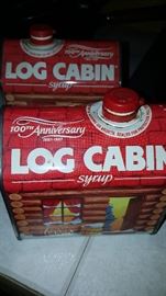 Log cabin syrup tins