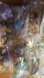 Semi-precious stones
Tourquoise,  picture jasper, some polished, some raw