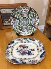 Large Asian print platters