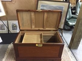 Interior of rosewood chest