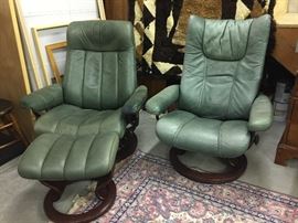 Leather reclining chairs/foot stools