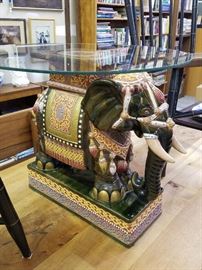 Ceramic elephant w/glass table top
