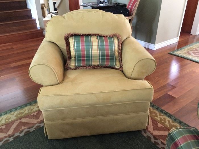 Faux Suede Swivel Arm Chair (set of 2 suede and 2 plaid) $ 50 each or $ 150 for all 4