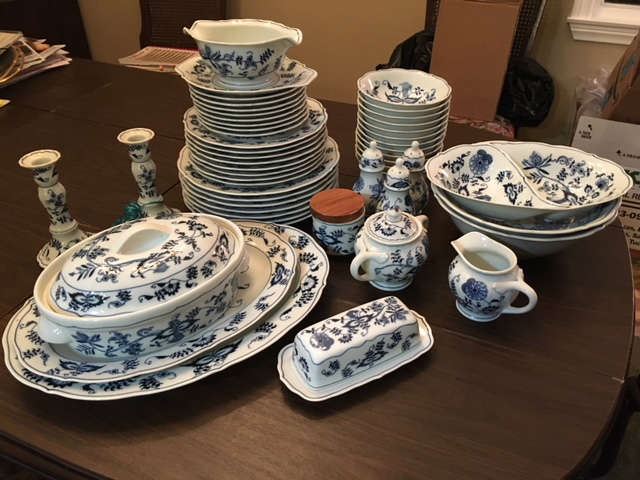 Blue Danube Dishes - serving for 8 (missing 1 dinner plate)  $ 250