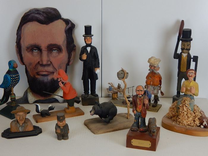 Another array of carvings available including Ted Slawinsky's bust of Lincoln