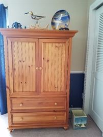 wainscot style pine armoire