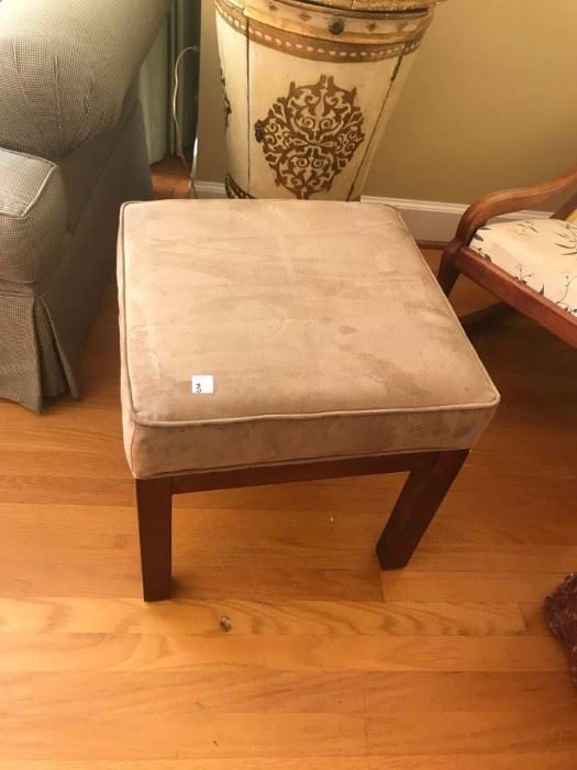 #4	(2)18 inch square tan stool  40.00$ each 
