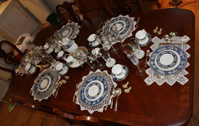 The china on the Queen Anne table.