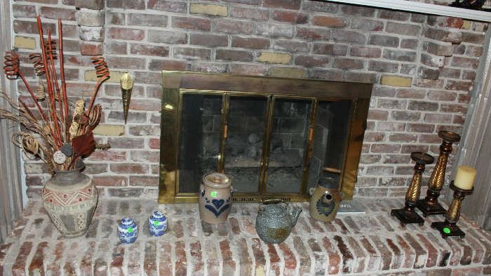 Some of the items on the fireplace.