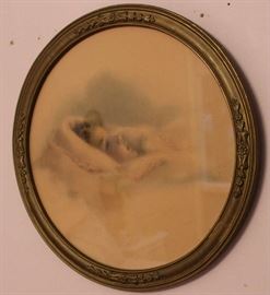 Another baby's picture in round antique frame.  So sweet.