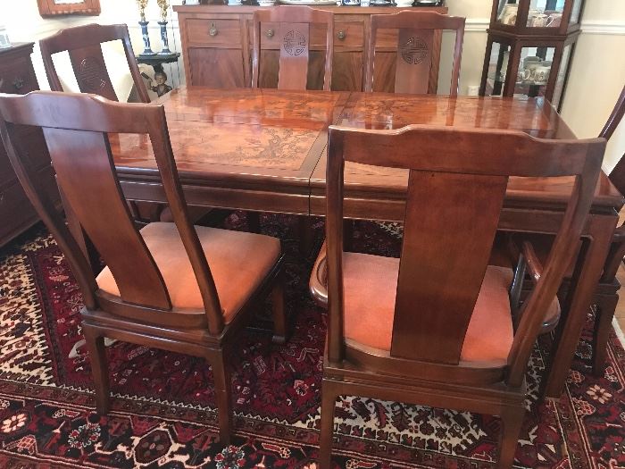 Bernhardt dining table with 6 chairs