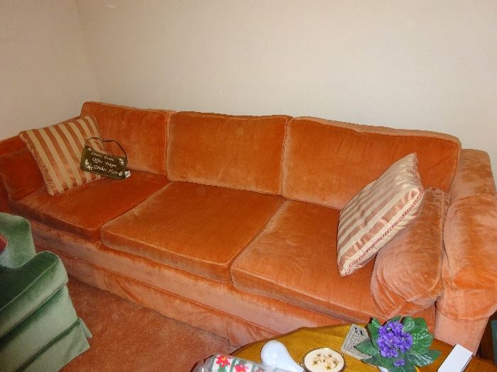 60's orange couch.  Great shape!