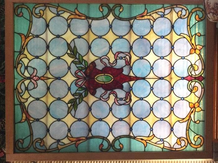 Gorgeous HUGE antique stained glass window
