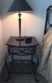 Wrought Iron/Marble Top Side Table
